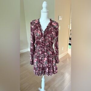 Aerie Red Ruffled Long Sleeve Sundress